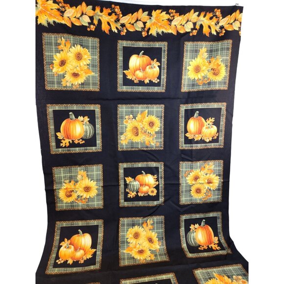 Autumn Elegance Fall Fabric Panel Sunflowers Pumpkins 24"x44" Quilting Cotton - Picture 11 of 16